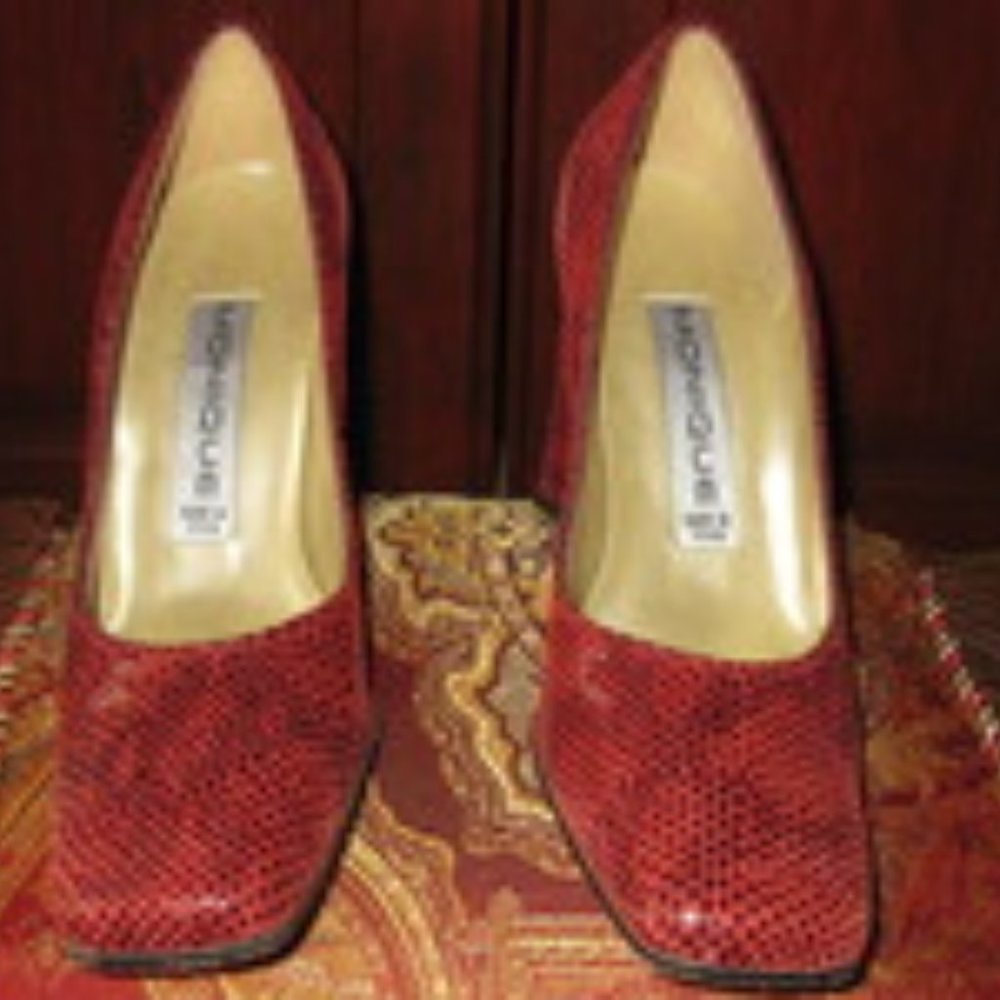 Women Pumps Burgundy Size 7.5 Medium Leather Upper, Leather Sole